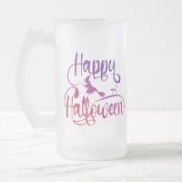 Happy Halloween gradient flying witch cat