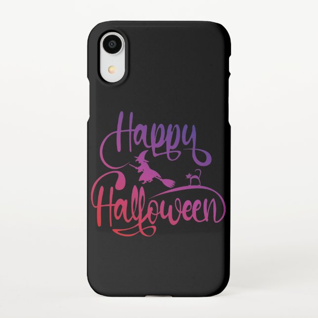 Happy Halloween gradient flying witch cat  iPhone Case (Back)