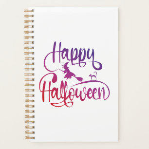 Happy Halloween gradient flying witch cat  Planner