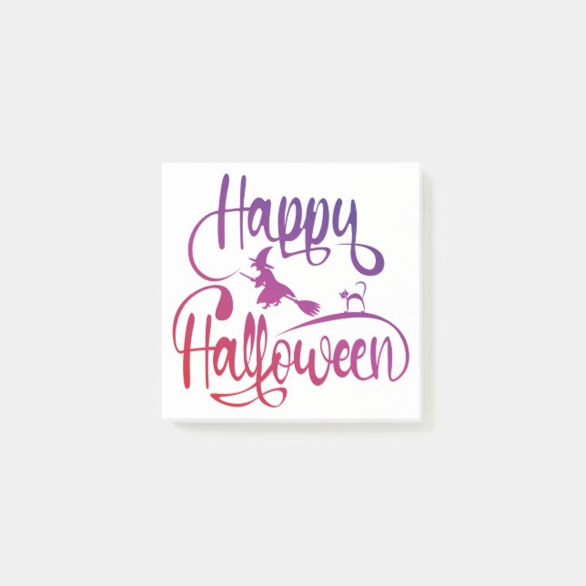 Happy Halloween gradient flying witch cat  Post-it Notes (Front)
