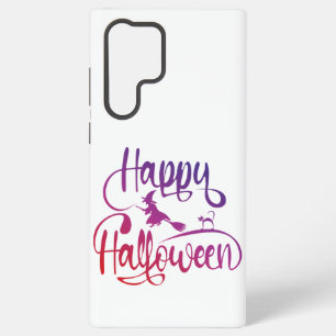 Happy Halloween gradient flying witch cat  Samsung Galaxy Case