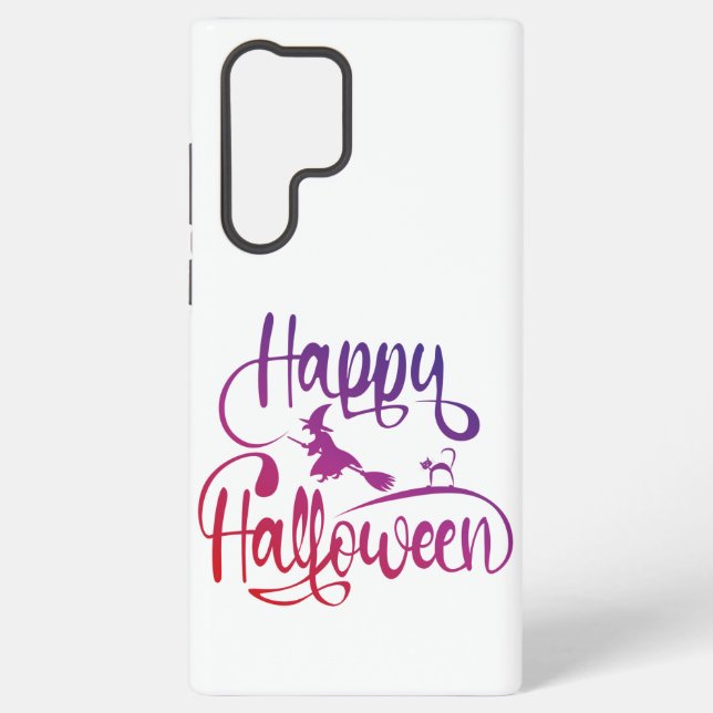 Happy Halloween gradient flying witch cat  Samsung Galaxy S22 Ultra Case (Back)