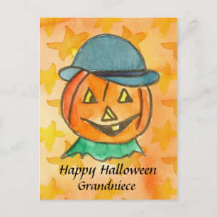 Happy Halloween Grandniece Jack-O-Lantern Custom Postcard