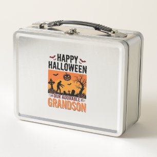 Happy Halloween Grandson Vintage Spooky Shirt Desi Metal Lunch Box