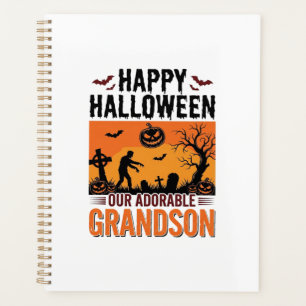Happy Halloween Grandson Vintage Spooky Shirt Desi Planner