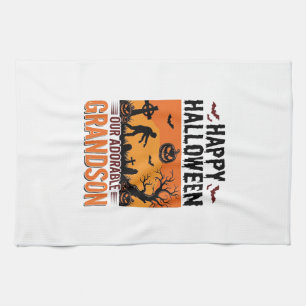 Happy Halloween Grandson Vintage Spooky Shirt Desi Tea Towel