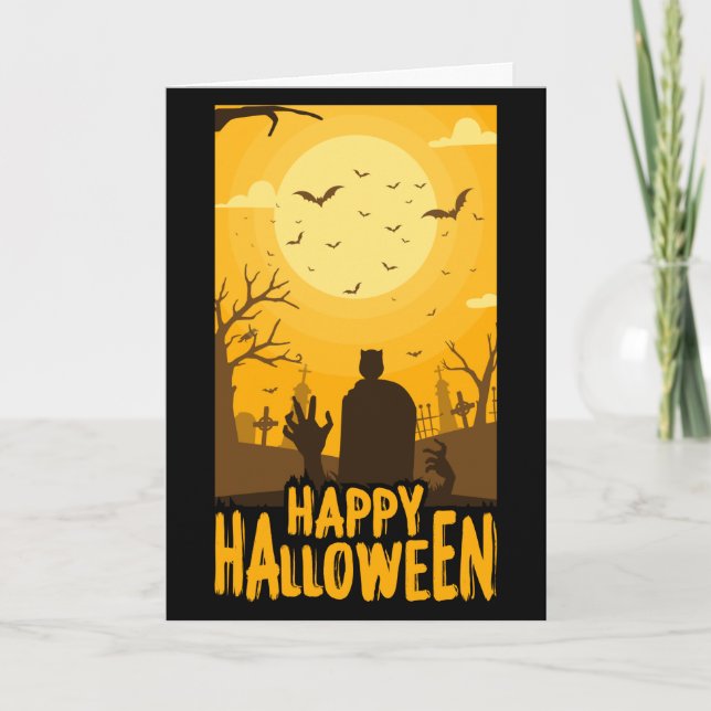Happy Halloween  grave yard Card (Front)