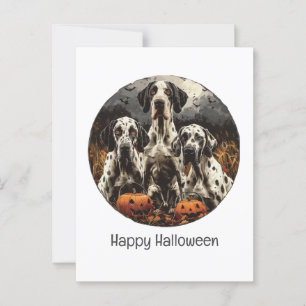 Happy Halloween Great Dane Dogs Jack O Lantern Postcard