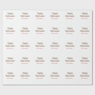Happy halloween green orange pastel trendy modern wrapping paper