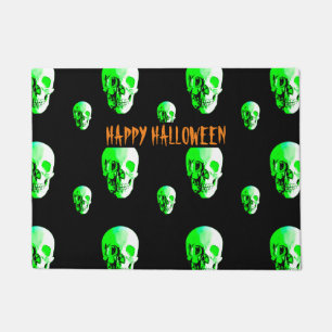 Happy Halloween Green Skulls Doormat
