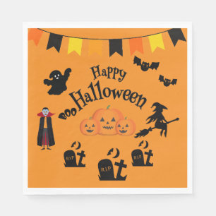Happy Halloween & Halloween Characters  Napkin