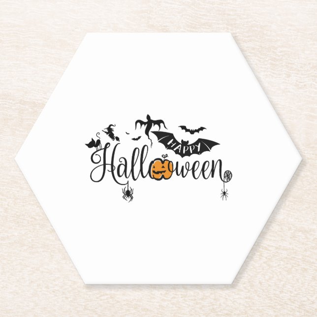 happy Halloween, Halloween party, funny Halloween  Paper Coaster (Front)