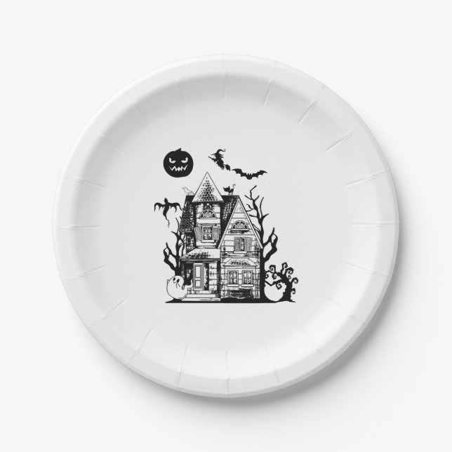 happy Halloween, Halloween party, funny Halloween  Paper Plate (Front)