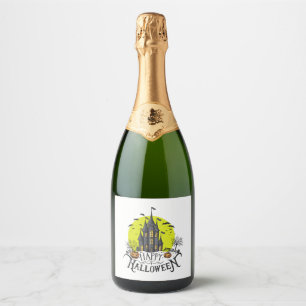 happy Halloween, Halloween party, funny Halloween Sparkling Wine Label