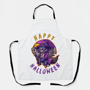Happy Halloween Halloween Witch Cat Apron