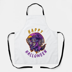 Happy Halloween Halloween Witch Cat Apron