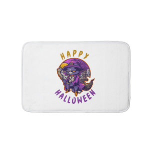 Happy Halloween Halloween Witch Cat Bath Mat