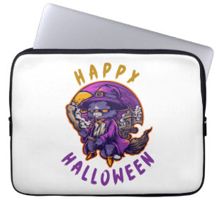 Happy Halloween Halloween Witch Cat Laptop Sleeve