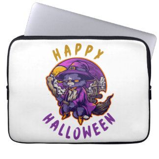 Happy Halloween Halloween Witch Cat Laptop Sleeve