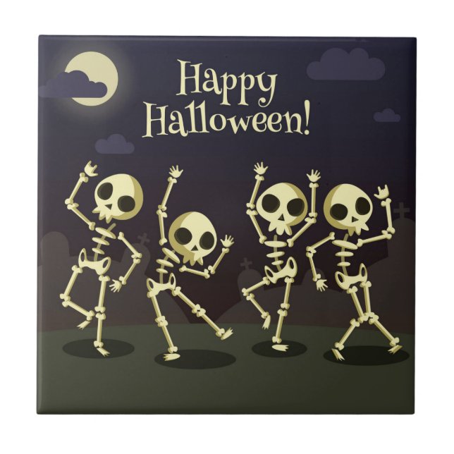 Happy Halloween - Happy Skeletons Tile (Front)