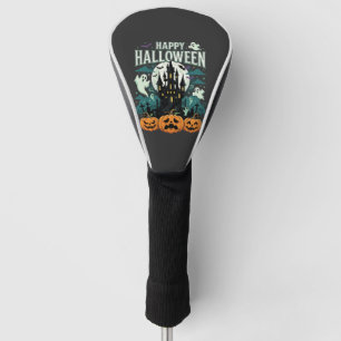 Happy Halloween Haunted Castle Ghosts and Pumpkins Golf Head Cover