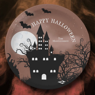 Happy Halloween Haunted Castle Paper Plate