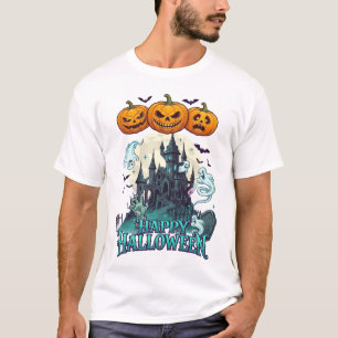 Happy Halloween Haunted Castle Pumpkins Ghosts_1 T-Shirt