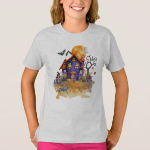 Happy Halloween Haunted Gnome House Scene T-Shirt