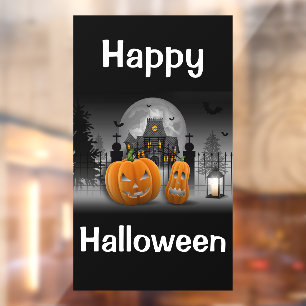 Happy Halloween haunted House and Jack-o-lanterns Window Cling
