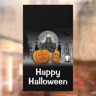 Happy Halloween haunted House and Jack-o-lanterns Window Cling