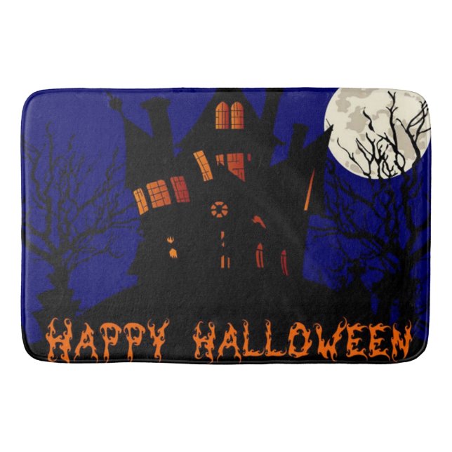 Happy Halloween Haunted House Bath Mat (Front)