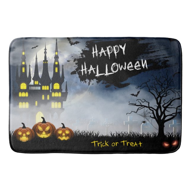 Happy Halloween Haunted House Bath Mat (Front)