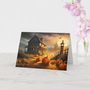 Happy Halloween   Haunted House Card