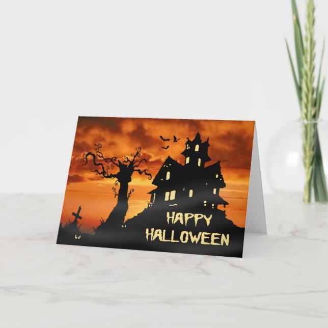 Happy Halloween Haunted House Card (Front)