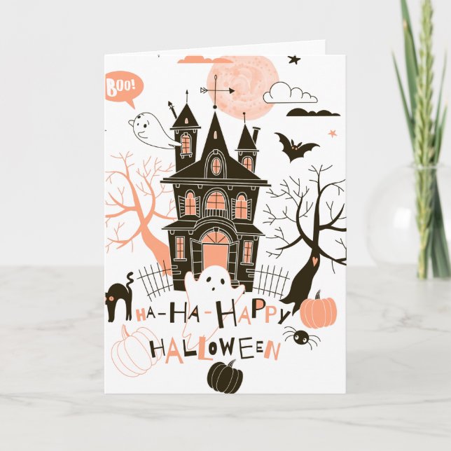 Happy Halloween Haunted House Card (Front)