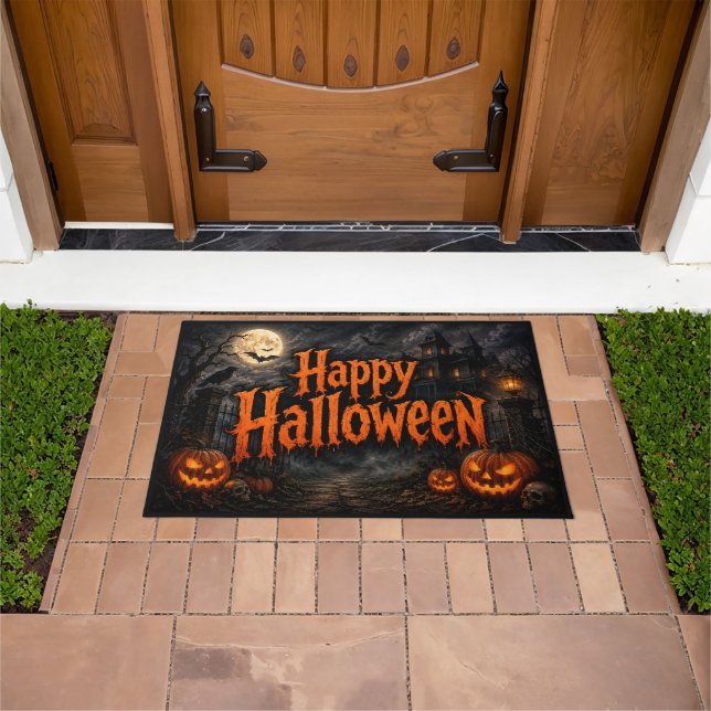 Happy Halloween Haunted House Doormat (Outdoor)