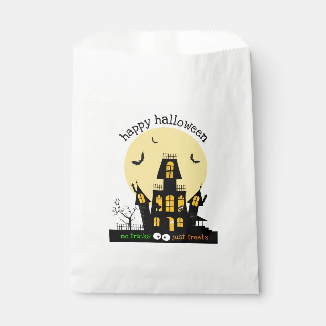 Happy Halloween Haunted House Flying Bats Favour Bags (Front)