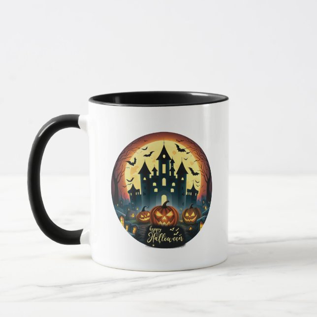 Happy Halloween Haunted House Halloween Mug (Left)
