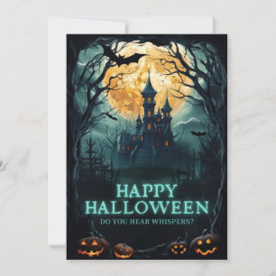 Happy Halloween Haunted House Holiday Card