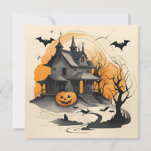 happy Halloween haunted house Holiday Card