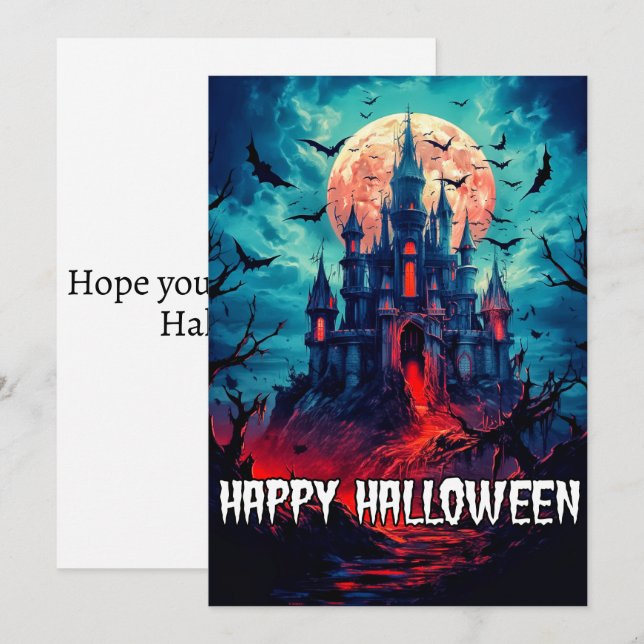 Happy Halloween | Haunted House Holiday Card (Front/Back)