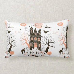 Happy Halloween Haunted House Lumbar Cushion