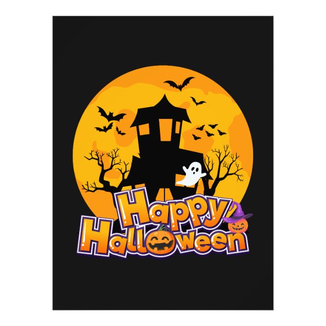 Happy Halloween Haunted House Moon Photo Print (Front)