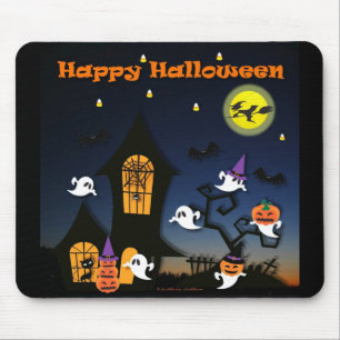 Happy Halloween Haunted House Mouse Mat