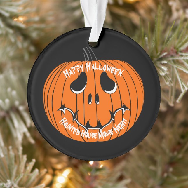Happy Halloween Haunted House Movie Night Ornament (Tree)