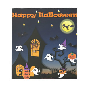 Happy Halloween Haunted House Notepad