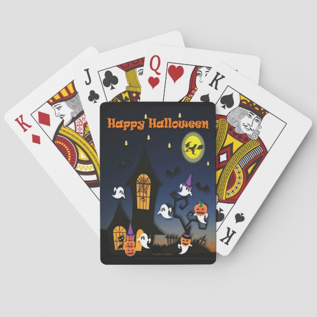 Happy Halloween Haunted House Playing Cards (Back)