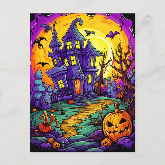 Happy Halloween | Haunted House Postcard (Front)
