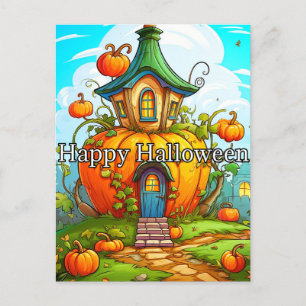 Happy Halloween Haunted House Postcard