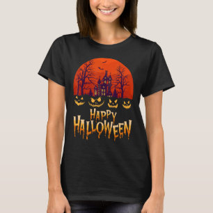 Happy Halloween Haunted House Scary Pumpkins Adult T-Shirt